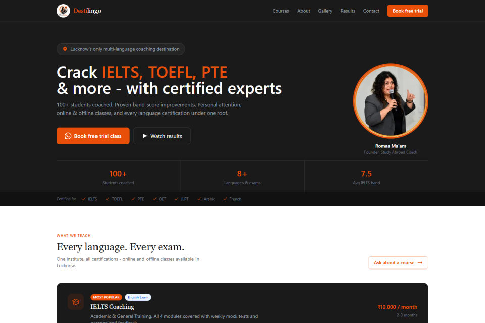 Destilingo website homepage